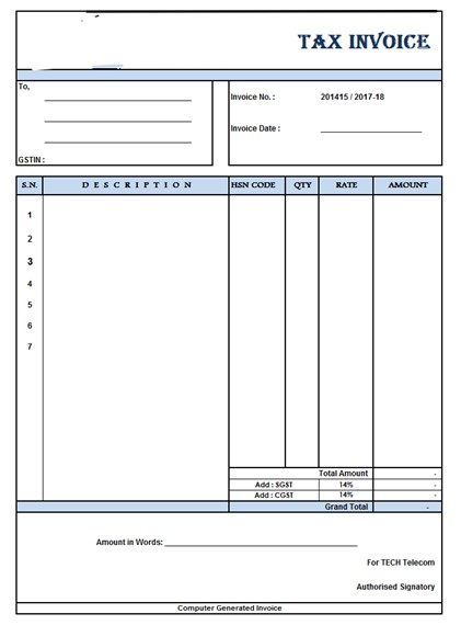 CaptainBiz: Invoice Format