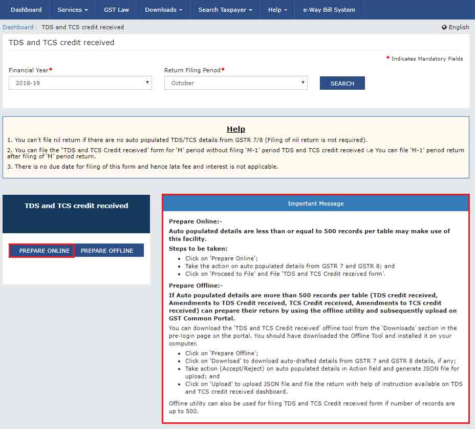CaptainBiz: TDS TCS Credit Received