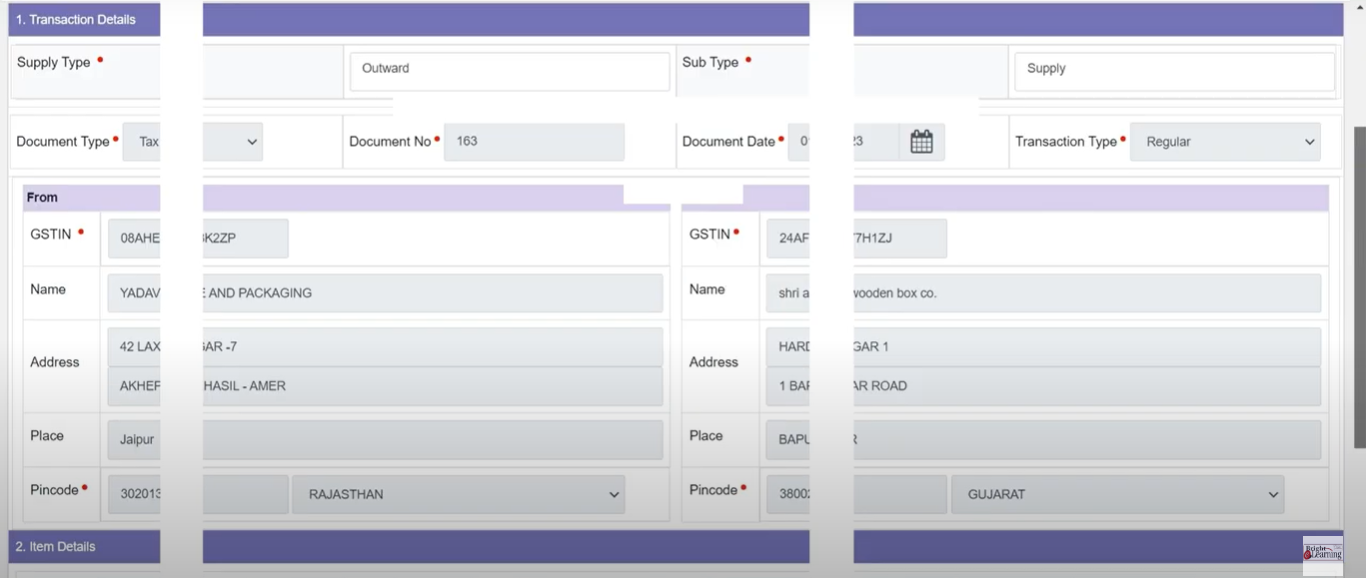 CaptainBiz: FORM 2 of E-waybill Extension