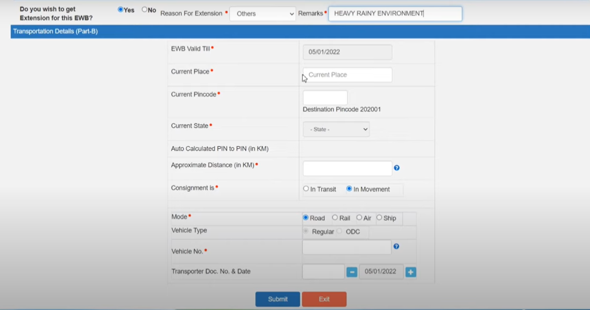 CaptainBiz: FORM 4 of E-waybill Extension