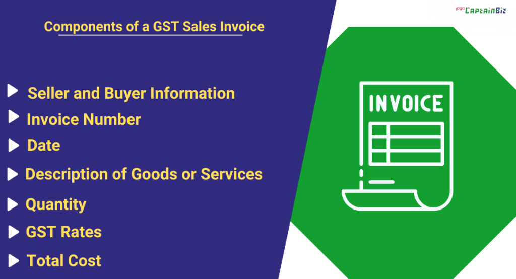 CaptainBiz: components of a gst sales invoice