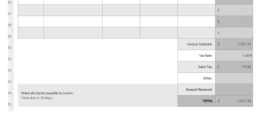 CaptainBiz: invoice creation from excel: step 4